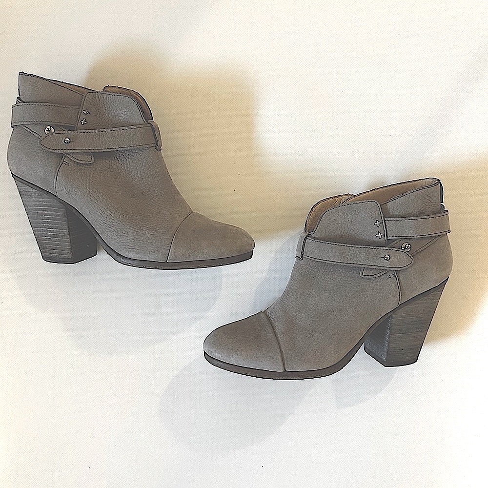 Rag & Bone Grey Leather Harrow Booties Sz 40